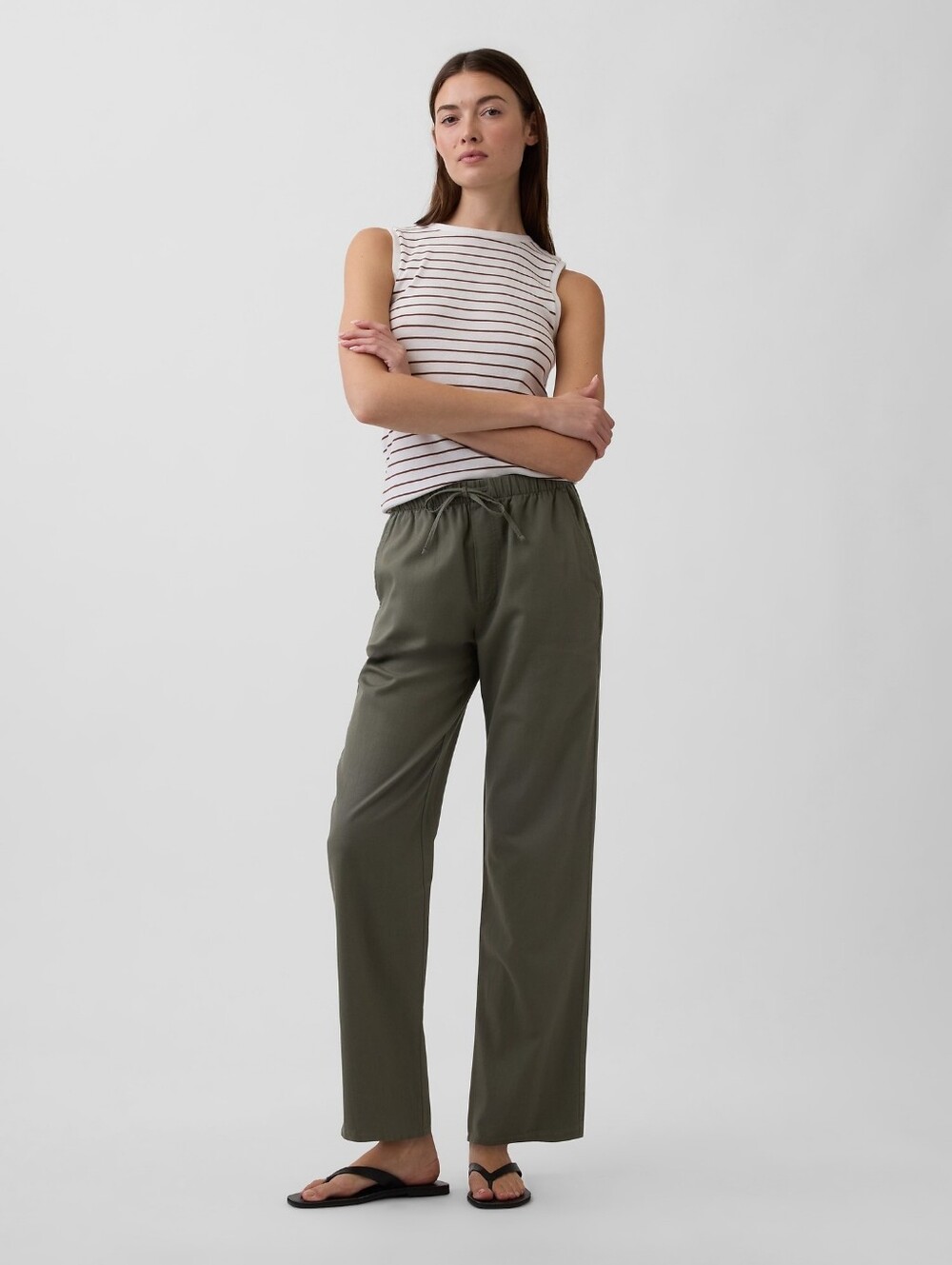 Gap Green Mid Rise Easy Twill Pants Sz Medium